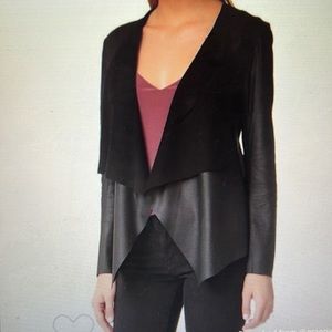 Draped Open-Front Genuine leather Jacket size M